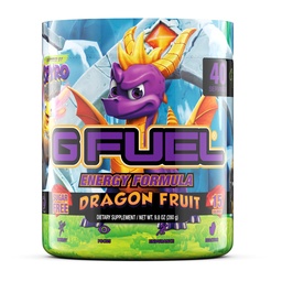 G Fuel Spyro The Dragon Energy Drink Powder, Mix de cafeína pré-treino para jogos, Sugar Free Focus Amino, Vitamina + Antioxidantes, 9.8 oz (Dragon Fruit, 40 Servings)