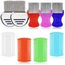 LABOTA 9 Pcs Lice Combs, Flea Combs, Pente de cabelo duplo lado Fine Tooth Combs, Remoção Dandruff Comb com dentes de metal, Louse de aço inoxidável e Nit Comb para tratamento de piolhos cabeça