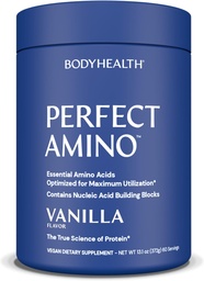 BodyHealth PerfectAmino Powder - BCAA e EAA Powder para pré e pós-treino - Amino Acid Energy Drink para homens e mulheres para apoiar o músculo magro e recuperação - Vanilla - 60 Servings