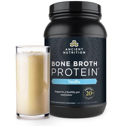 Nutrição antiga Feed grama, Bone Broth Protein Powder, 20g Protein, hidrolisado Collagen Peptides, Keto & Paleo Friendly, Suporta conjunto, Gut Health, Vanilla, 40 Servings