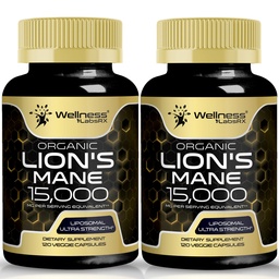 Lions Mane Supplement Cápsulas - 120 Count - Suplemento de Cogumelo, Suplemento de Cérebro para Memória e Foco, Cápsulas de Cognitivo e Imune - Suporte, Suplemento de Foco - 2 Pack