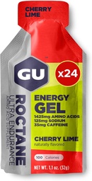 GU Energia Roctane Ultra Endurance Energia Gel, Vegan, Gluten-Free, Kosher, e Dairy-Free On-The-Go Sports Nutrition para Correr, Bicicleta, Caminhadas ou Esqui, 24-Count, Cal de cereja