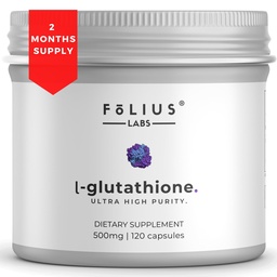 Ultra alta força L-Glutationa 98% Suplemento para Pele Brilhante - Suplementos de colágeno para Mulheres e Homens - 500mg Fórmula Concentrada, Suplemento de Glutationa Reduzida - 120 Cápsulas