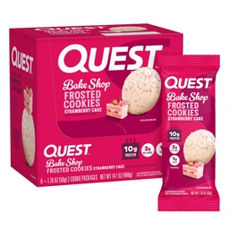 Quest Nutrition Frosted Cookies Pacote Twin, Bolo de morango, 1g de açúcar, 10g de proteína, 2g de carboidratos líquidos, sem glúten, 16 cookies
