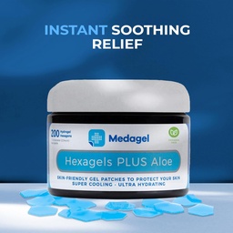 Hexagels Plus Aloe Vera - Advanced Healing Hydrogel Pads para prevenção de bolhas e calmante cuidado de queimadura - Pé, calcanhar, dedo do pé, & proteção do tornozelo, pacote de 200, patches de 1 polegadas, por Medagel, Paraben Free