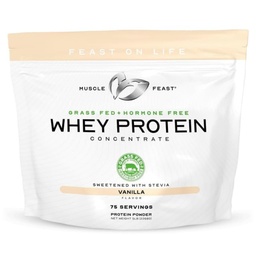 Músculo Festa Whey-Fed Protein Concentrate Powder, Tudo Natural, Hormônio Free Pasture Crescido Whey Protein Powder para Mulheres e Homens, Limpo, Não-GMO e Gluten Free Whey Concentrate - Vanilla, 5lb